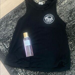 PINK Victoria's Secret Black Tank with Colorful Logo
And body spray